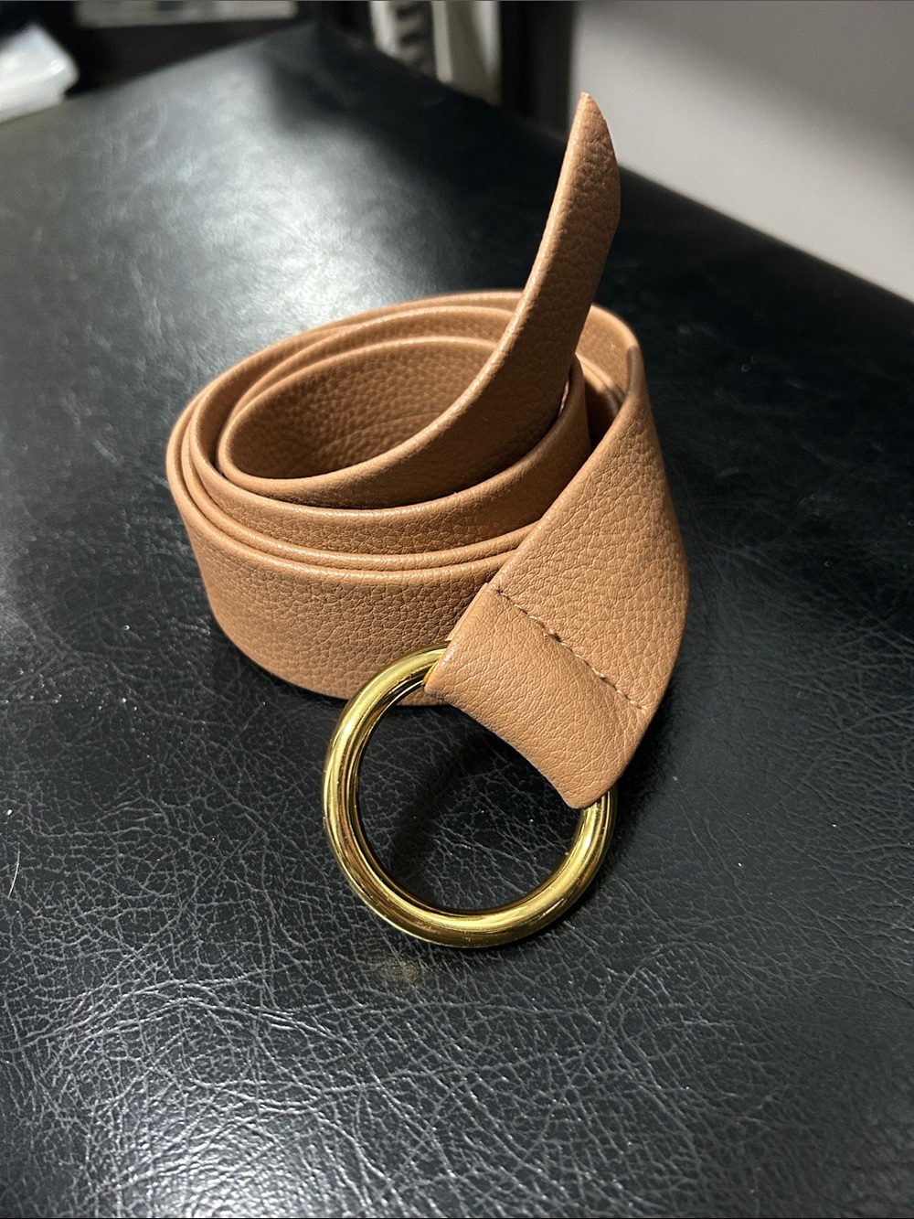B-Low the belt Tan vegan leather O-Ring Belt